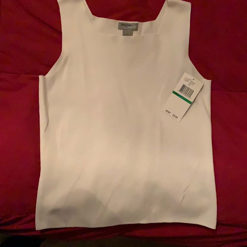 White sleeveless sweater size large.